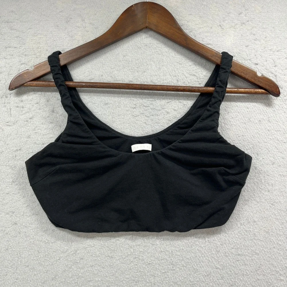 HATCH Bralette Womens M Black Ruched Wireless Maternity Minimalist Organic Pima